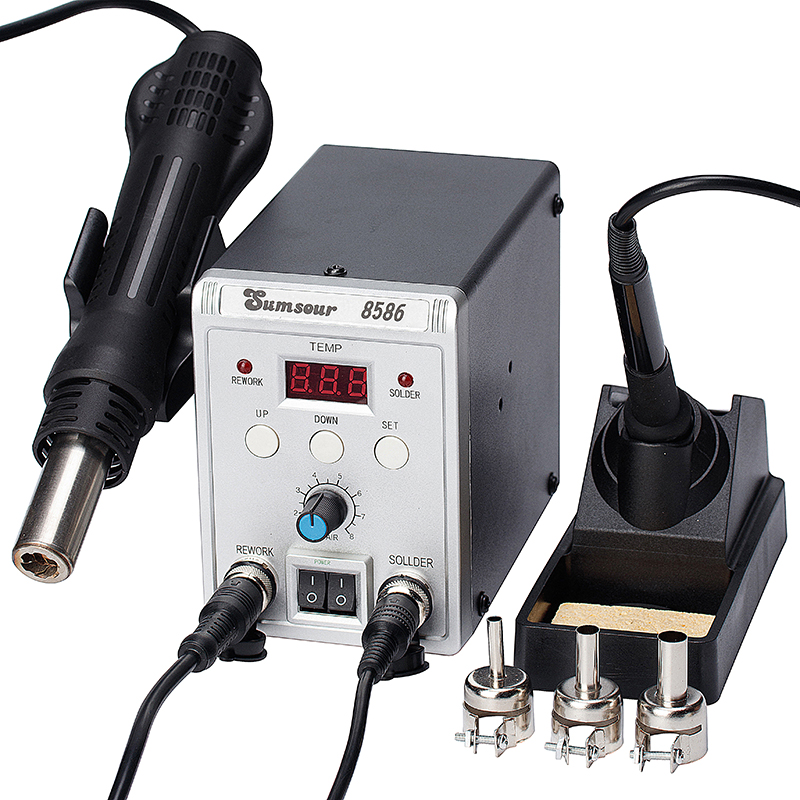 Smd Rework Station Hot Air Soldering 2 In 1 - 8586 디지털 디스플레이 SMD 재작업 납땜