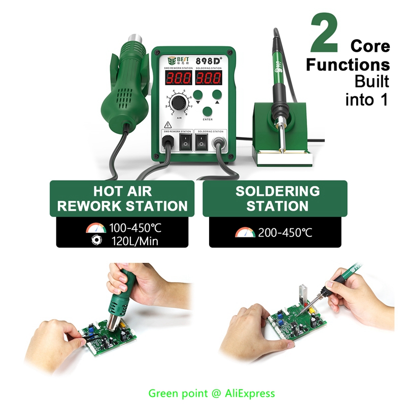 BST-898D + LED 디스플레이 2 in 1 지능 - Smd Rework Station Hot Air Soldering 2 In 1 리뷰 및 가격