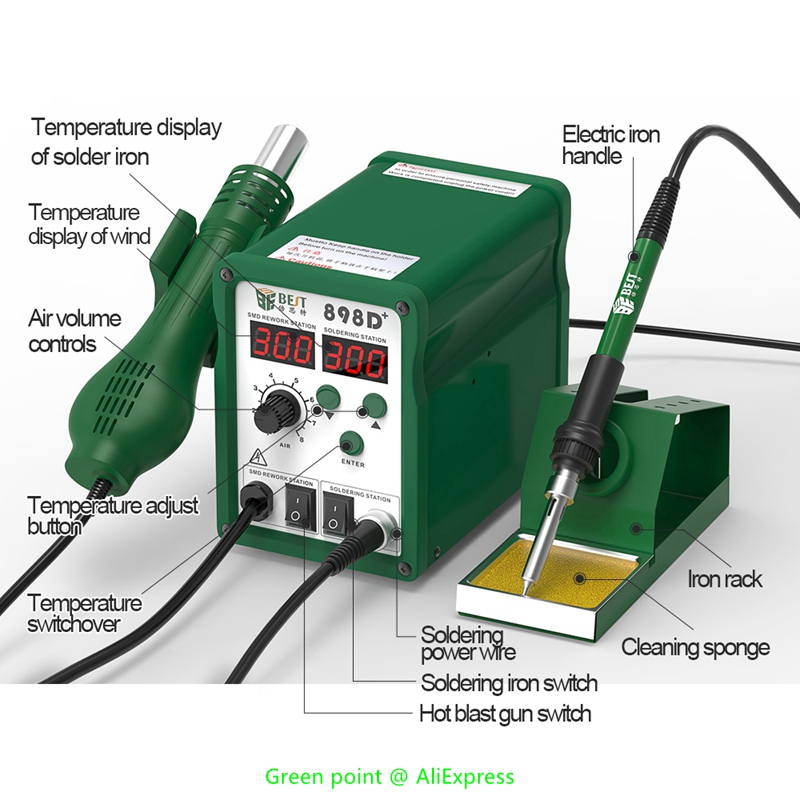 BST-898D + LED 디스플레이 2 in 1 지능 - Smd Rework Station Hot Air Soldering 2 In 1 리뷰 및 가격