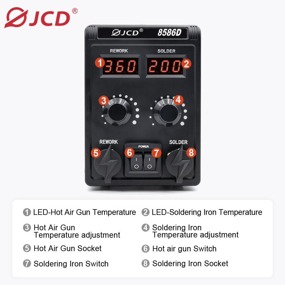 JCD 8586D 2-in-1 납땜 스테이션 뜨거운 공 - Smd Rework Station Hot Air Soldering 2 In 1 리뷰 및 가격